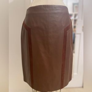 J. McLaughlin Brown Leather Suede Spark Skirt 6 NWT.
